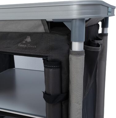 Складний шафа для кемпінгу CampFeuer 102x47x83.5 см, алюмінієвий каркас, кемпінгова кухня з 2 блискавками