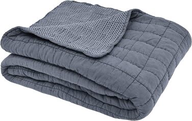 Стьобаний плед для дивана, ліжка, супер м'який, теплий, затишний, розкішний, 200 х 150 см, сірий (200см х 150см, джинсовий синій)