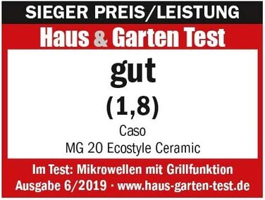 Керамічна мікрохвильова піч CASO MG 20 Ecostyle з грилем, 20 л, CASOTEK, 2 рівні