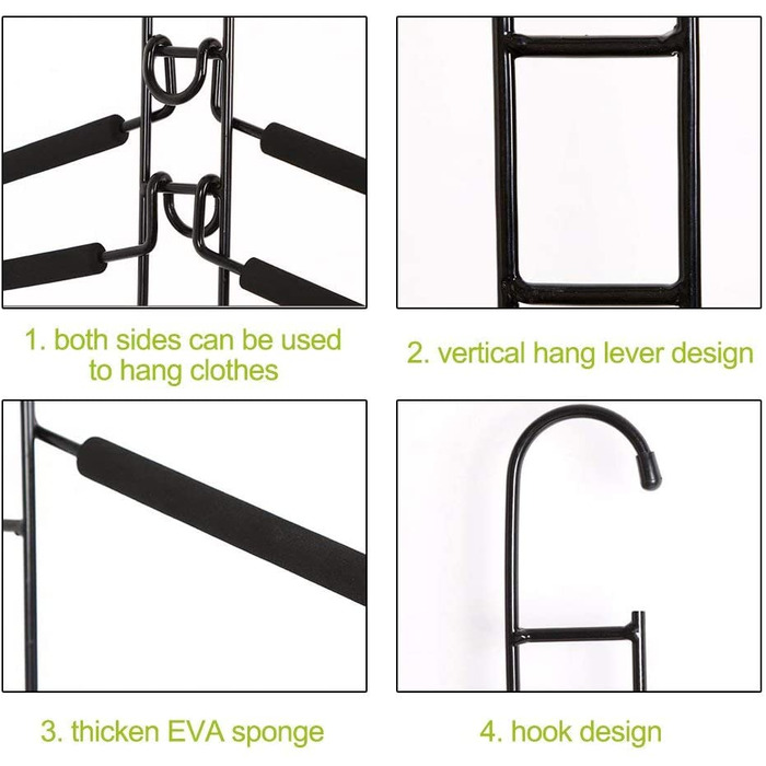 Вішалка для одягу 5 в 1 багатошарова вішалка для одягу, нековзна багатофункціональна металева губка, що економить місце для дорослих, зберігання одягу для Дому (1 комплект)