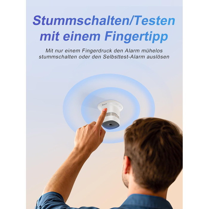 Набір датчиків диму Heiman Mini – 5 шт. з фотоелектричним сенсором, 10 років роботи від батареї, сертифікація EN14604, TÜV, CE, UKCA, DBI, 85 dB, преміум-дизайн
