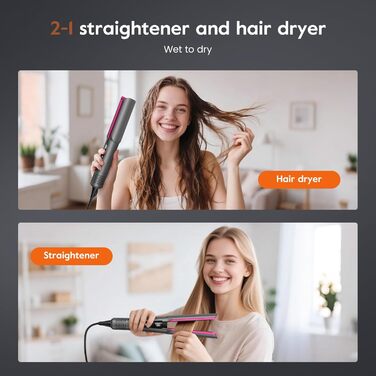 slopehill Air Haarglätter 2026 - Іонний випрямляч для волосся з повітряним потоком 1300W (Срібний)