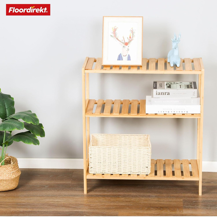Стелаж бамбуковий Floordirekt Bambus Regal, 3 яруси, 66 x 60 x 26 см (Kansas)