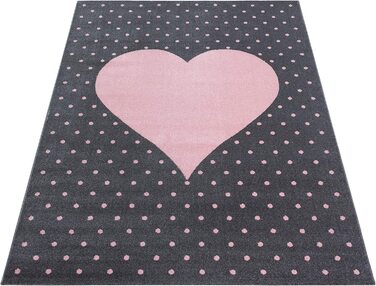 Дитячий килимок Heart Design Рожевий прямокутний - килим з коротким ворсом Дитячий ігровий килимок Антиалергенний і екстра м'який - Килимки для дитячої кімнати для хлопчика і дівчинки Дитячий килимок (200 х 290 см, рожевий)