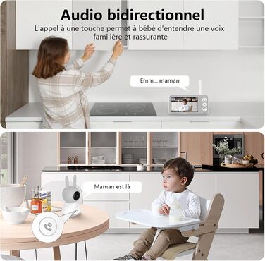 Відеоняня Wansview з камерою 1080P, Wi-Fi 2.4/5 GHz, нічна зйомка, датчик руху/звуку, двосторонній зв'язок, відстеження, контроль температури