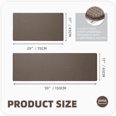 Кухонний килимок COLOR&GEOMETRY 2 шт 45x75 см + 45x150 см коричневий
