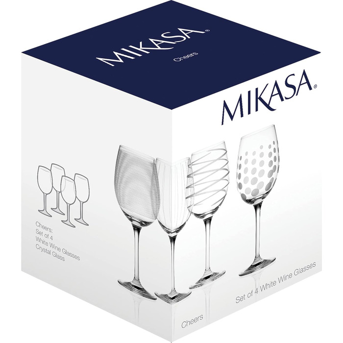 Кристальні келихи для білого вина Mikasa Cheers, набір 4 шт, 450 мл, сріблясті