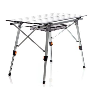 Складаний кемпінговий стіл Wiltec 90x53 см, алюмінієвий стіл-ролет з регулюванням висоти, навантаження до 30 кг, для відпочинку на природі та саду