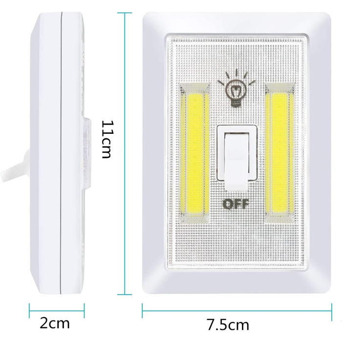 Світлодіодний нічник, eonant touch COB Світлодіодний бездротовий Вимикач світла на липучці, шафа, гараж, сходи, Полиця, передпокій, живлення від батареї (4 шт.)