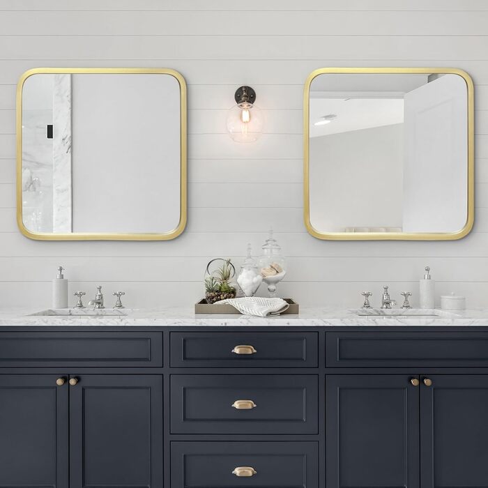 Дзеркало овальне Americanflat Spiegel Oval 30x61 см, золотий пластиковий каркас для ванної, вітальні, спальні