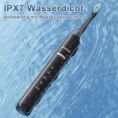 Електрична зубна щітка Betterchoi з магнітною левітацією, 41 000 VPM, 4 насадки, IPX7, 180 днів роботи, 5 режимів, таймер, чорна