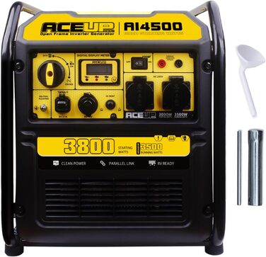 Інверторний генератор Aceup 3400W: бензиновий, 230V, 12V, USB, цифровий дисплей, для дому, кемпінгу, 4-тактний, 23кг