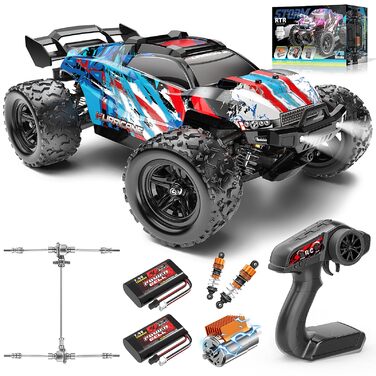 RC Автомобіль 1:18 Monstertruck 4WD, Повнопривідний позашляховик 40 км/год з металевим редуктором та 2x акумуляторами 1300mAh, Синій - для дорослих та дітей від 10 років