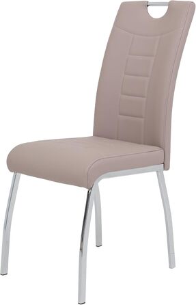 Набір з 4-х стільців для їдальні Hela Tische Andrea, штучна шкіра Cappuccino, хромоване металеве підстав'я, 100x43x64 см