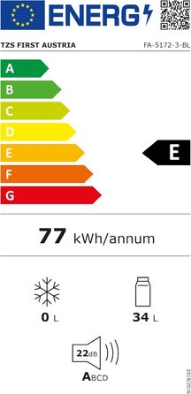 Холодильник мініатюрний TZS First Austria Retro 40L безшумний блакитний - 40 літрів, з підсвіткою та 2 полицями для дверей - для кемпінгу, офісу, спальні та готелю