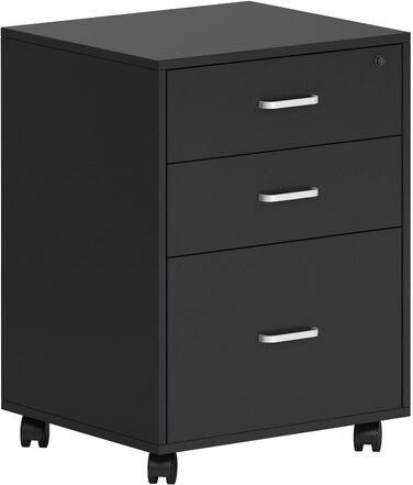 Шафа для документів на колесах SogesHome, мобільний контейнер для офісу, з 3 висувними ящиками, з ключем, білий/чорний, для дому та офісу