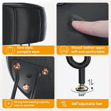 Чорний пуф-стілець для макіяжу в стилі гарбуза, 32x32x44 см (HBD036W)