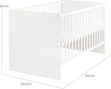 Дитяче ліжко-гойдалка Roba 'Антон' біле, з пеленальним столиком, 2 дверцята та 1 полиця, висота пеленального столику 90 см