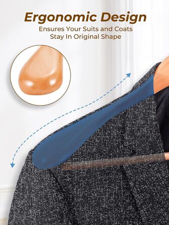 Вішак для костюмів HOLZ, нековзний, обертається на 360, дуже широкі плечики, для сорочок/пальто/піджаків/штанів/костюмів