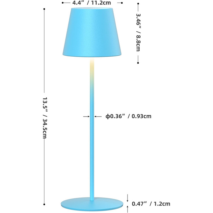Світлодіодна акумуляторна настільна лампа з регулюванням яскравості, тепле світло (2700K-4000K), бездротова, IP54, 240LM, для приміщень і вулиці (синій)