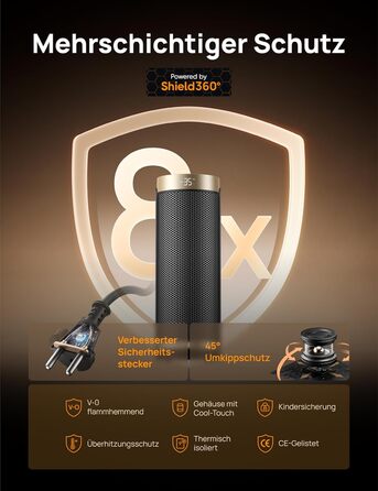 Електричний обігрівач Dreo Solaris Slim H3 з PTC-керамічним нагрівом, Wi-Fi, 3 режими, 3 швидкості, 12-годинний таймер, пульт дистанційного керування, захист від перегріву та перекидання