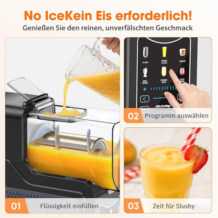 Машина для приготування сляш та коктейлів Richday SL-3025: 2л, 6 програм, LED дисплей, WhisperChill