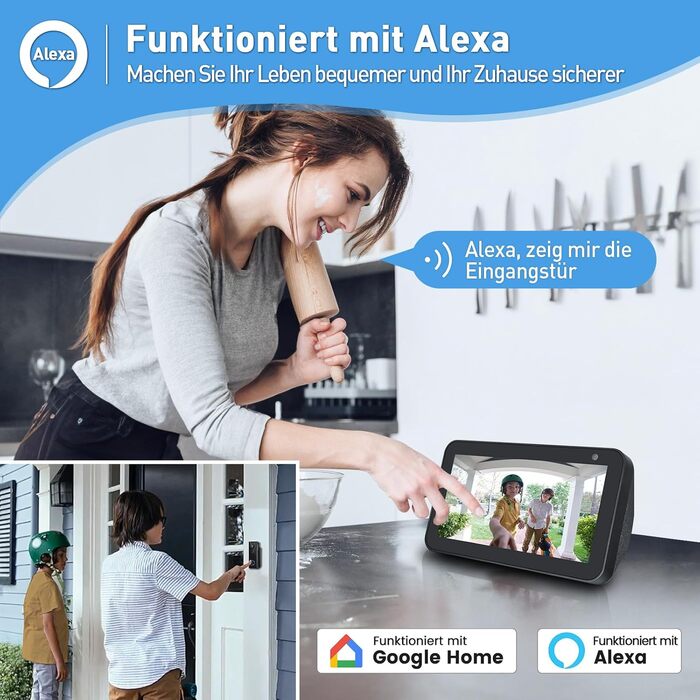 Відеодзвінок XTU з Wi-Fi, камера 4MP HD, бездротовий, з гонгом, PIR-датчик, нічне бачення, 2-сторонній аудіо, сумісний з Alexa, чорний