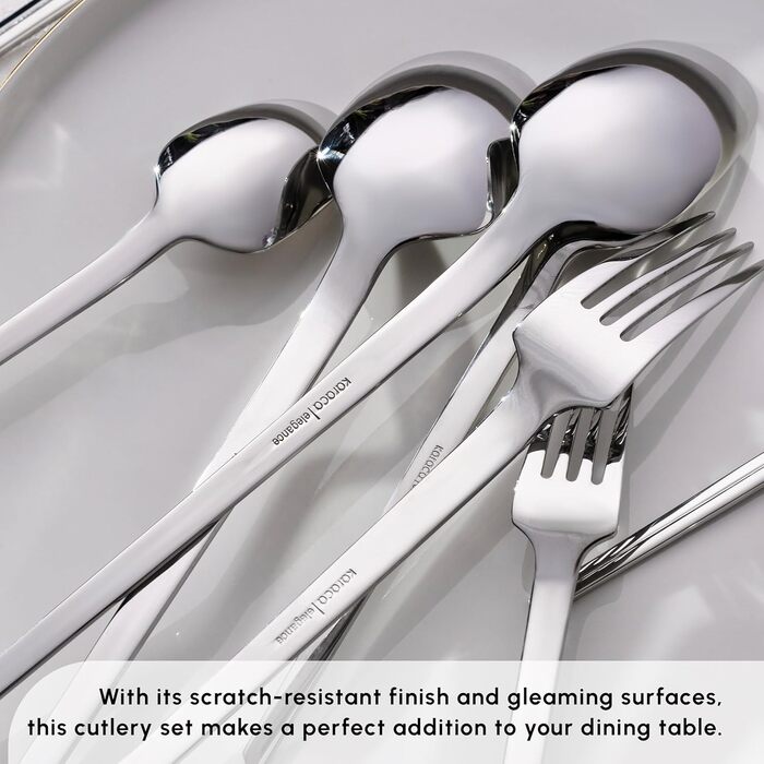 Karaca Midway Набір столових приборів на 12 осіб (84 шт.) - нержавіюча сталь, ножі, виделки, ложки. Кухонний набір столових приборів