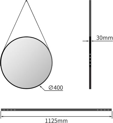 Дзеркало Boromal Spiegel Schwarz 100x60 см прямокутне з металевим каркасом. Чорний настінний дзеркало для ванної кімнати, туалетного приміщення, спальні.