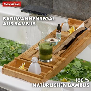 Підставка для ванни з бамбука Floordirekt, регульована, з полицею для книг, висувна, Oklahoma