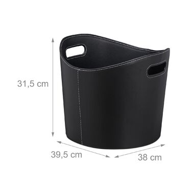 Кошик для дров Relaxdays, штучна шкіра, чорний