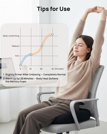 Ортопедична подушка-кільце Feagar: регульований ергономічний подушка-пончик для копчика, геморою та післяпологового відновлення, підходить для авто, офісного крісла та візка, чорна, великий розмір (90-140 кг)