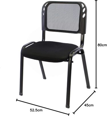 Набір з 8 офісних крісел Nexos Trading для конференцій та відвідувачів, чорні, з м'яким сидінням, стекуються, 52,5 x 45 x 80 см, металевий каркас