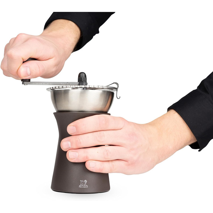 Кавомолка Peugeot Kronos - ручна, з регульованим сталевим жорном, 19 см, шоколадно-коричнева