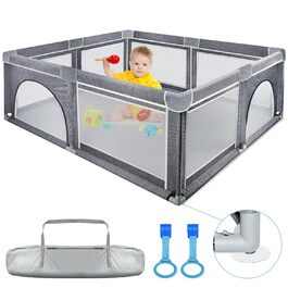 Дитячий манеж Kidsbuddy 127x127 см з протиударною піною, дихаючою сіткою та дверима на блискавці для дому й вулиці