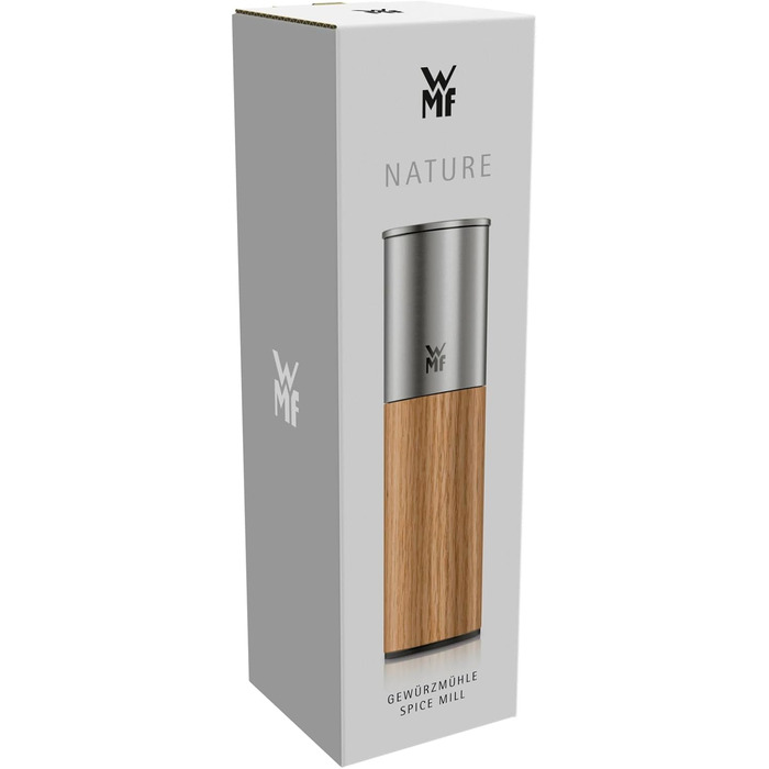 Мельниця WMF Nature Pro: ручна для солі та перцю з керамічним механізмом, регульованим помолом та аромашлузом