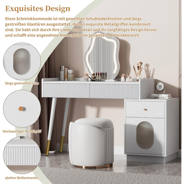 Сучасний туалетний столик ModernLuxe з дзеркалом та 5 висувними ящиками (100x76x40 см)