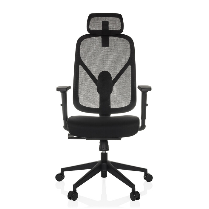 Офісне крісло / Крісло з поворотним механізмом RALOO ECO, сидіння з тканини / спинка з сітчастої тканини, чорного кольору, hjh OFFICE