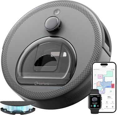 Робот-пилосос LEFANT M330 з функцією миття, 5000Pa, лазерна навігація, PSD-технологія, APP, 160 хв, для тварин, килимів, твердих підлог, сірий