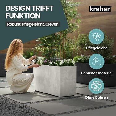 Плантажер Kreher XL Millennium: набір кольорів та форматів. Імітація натурального каменю (коричневий, бежевий, антрацит, сірий). З міцного пластику. XL роздільник простору (прямокутний) кремово-білий