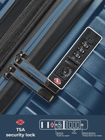 Набір валіз Pactastic Hartschalen 3-в-1: міцний поліпропілен, розширюваний, TSA-замок, 4 колеса | для жінок та чоловіків (Collection 04) (Navy Blue Metallic)