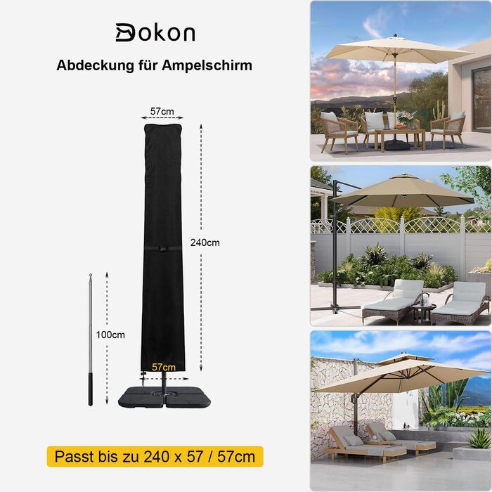 Захисний чохол для парасольки (400см) - водонепроникний, стійкий до УФ, для саду та ринку, чорний