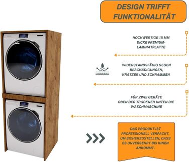 CraftPAK шафа над пральною машиною та сушаркою, ретро, для ванної, розмір 66x180x51,2 см, для двох пристроїв