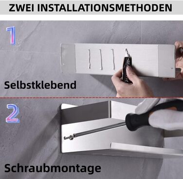 Поличка для душу без свердління, нержавіюча сталь, 40 см, H91107-40BN