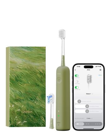 Laifen Wave Spezial: Електрична звукова зубна щітка з вібрацією та осциляцією, для дорослих, з додатком, 2 насадки (зелена)