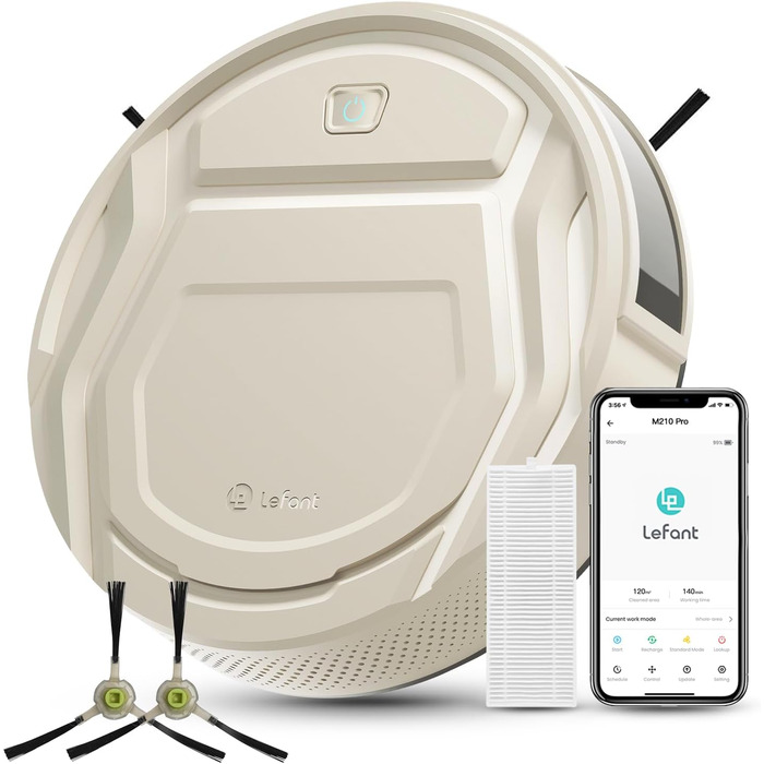 Робот-пилосос LEFANT M2 з функцією миття підлоги, 6000Pa, LiDAR-навігація, зони заборони, керування через APP/Alexa, для шерсті тварин, килимів та твердих підлог (M210PW)