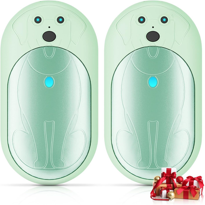 Електричні грілки для рук Lepwings 2 шт, 6000 mAh, багаторазові, 3 режими, до 20 годин тепла, USB-зарядка, для активного відпочинку взимку (чорний, м'ятно-зелений)