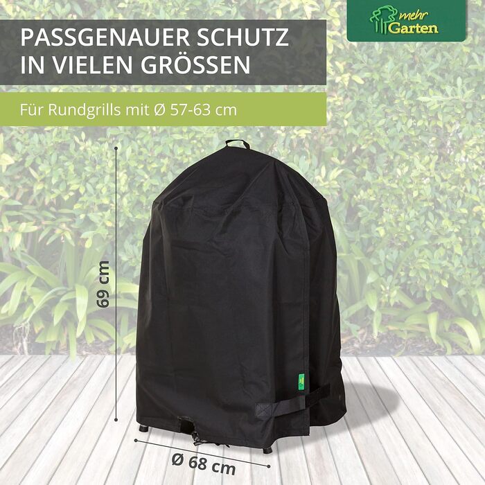 Преміум круглий чохол для барбекю Ø75 см I Підходить для барбекю Ø від 68 до 73 см I Чохол для чайника-барбекю водонепроникний і стійкий до атмосферних впливів з тканини Oxford 600D I Чохол для витяжки барбекю I Чорний (розмір M / 68см (діаметр) x 69см (в