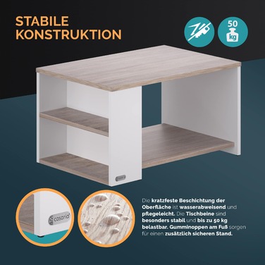 Столик журнальний Santa Cruz White/Oak 90x60x50см