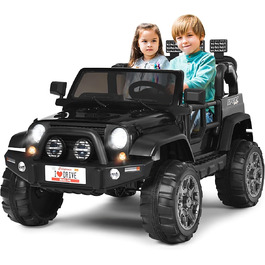 Дитячий електромобіль COSTWAY на 2 місця, 12V, з пультом, MP3, музикою, сигналом і фарами, для дітей від 3 років, чорний